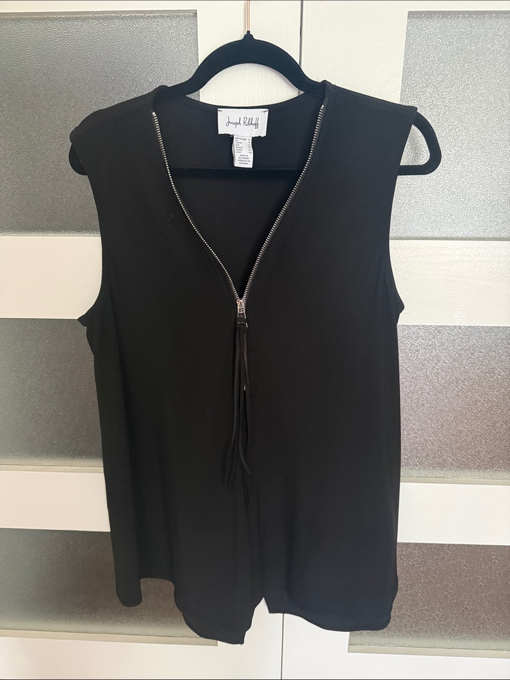 Joseph Ribkoff Black Sleeveless Zip-Front Tank